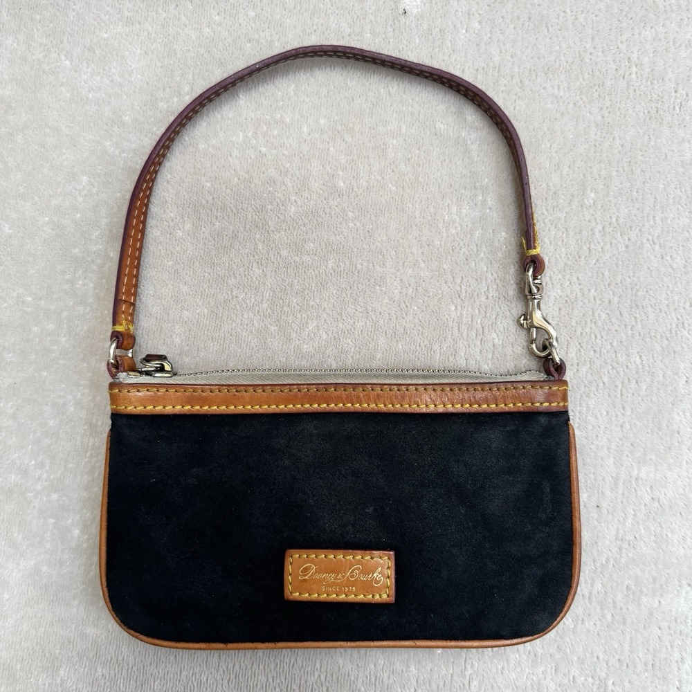 Vintage‎ Dooney & Bourke Black Suede Leather Mini Shoulder Bag Y2K Made Mexico